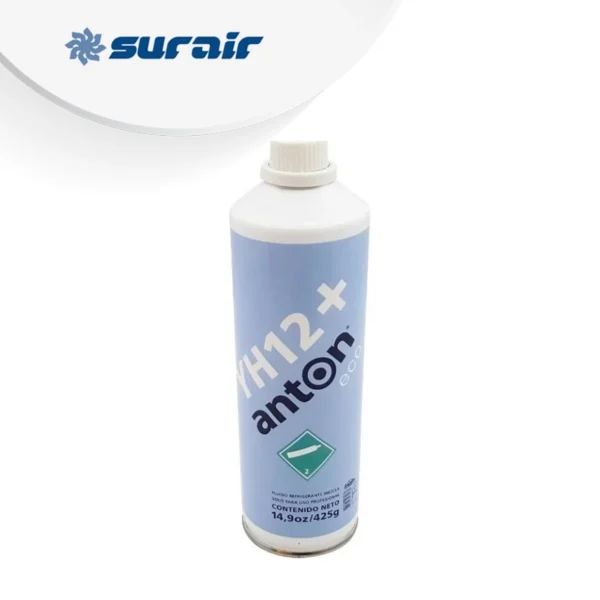 Garrafa Anton YH12 de 0.900 kg, refrigerante R134A, ideal para sistemas de refrigeración y aire acondicionado, con bajo impacto ambiental y alta eficiencia energética