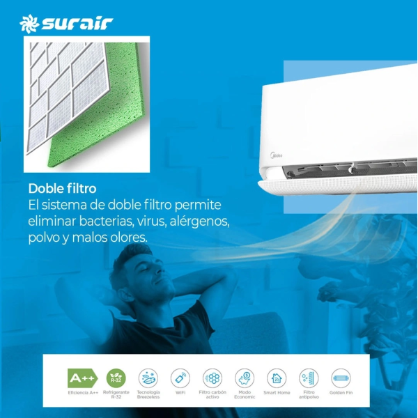 Aire Acondicionado Split Inverter Midea Breezeless 3000 Frío/Calor - Image 4