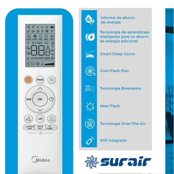 Aire Acondicionado Split Inverter Midea Breezeless 3000 Frío/Calor - Image 3