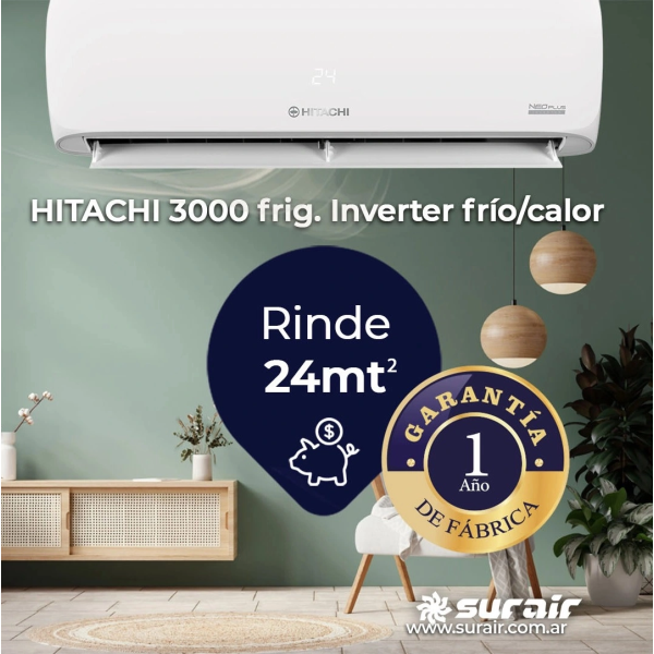 Aire Acondicionado Split Inverter Hitachi 3000 Frío/Calor - Image 5